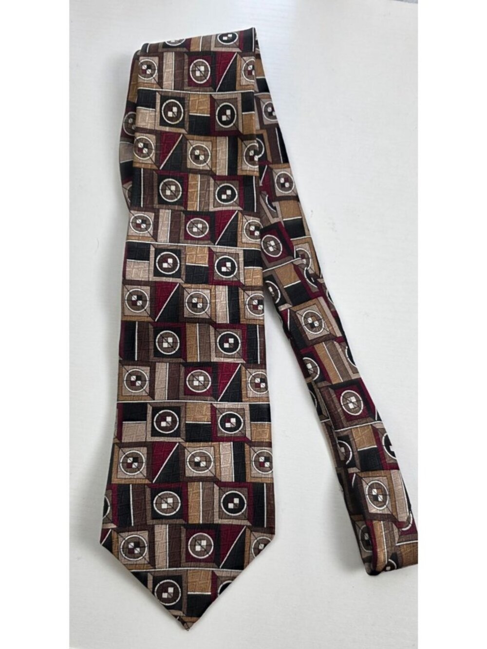Vintage Elizabeth Nell 100% Silk Tie Made in USA Geometric Abstract Art Deco 90s